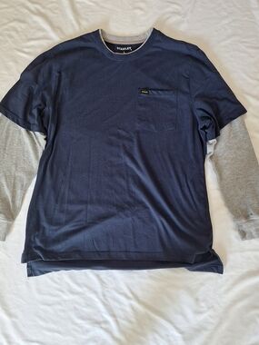 Stanley L Gray Waffle Thermal Long-Sleeve With Blue T-Shirt W/Pocket